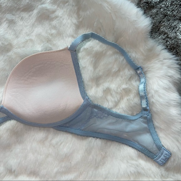 VS light blue and white lace dream angels push up bra 32C - Picture 3 of 15